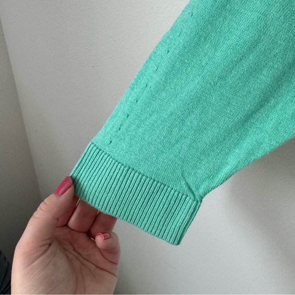 The Limited Turquoise Cardigan Size Medium V-neck Three Quarter Sleeves Office - Picture 7 of 10